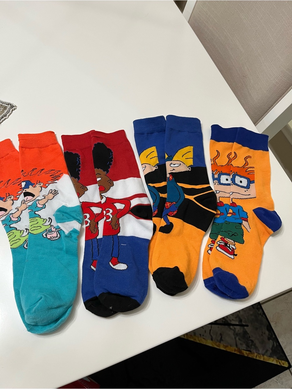 Nickelodeon Cartoon Crew Socks Lot Rugrats Hey Arnold Gerald Character Socks